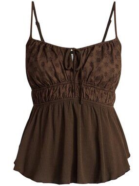 Excellent Condition, SZ L, Eyelet Trim Cami Top, Brown